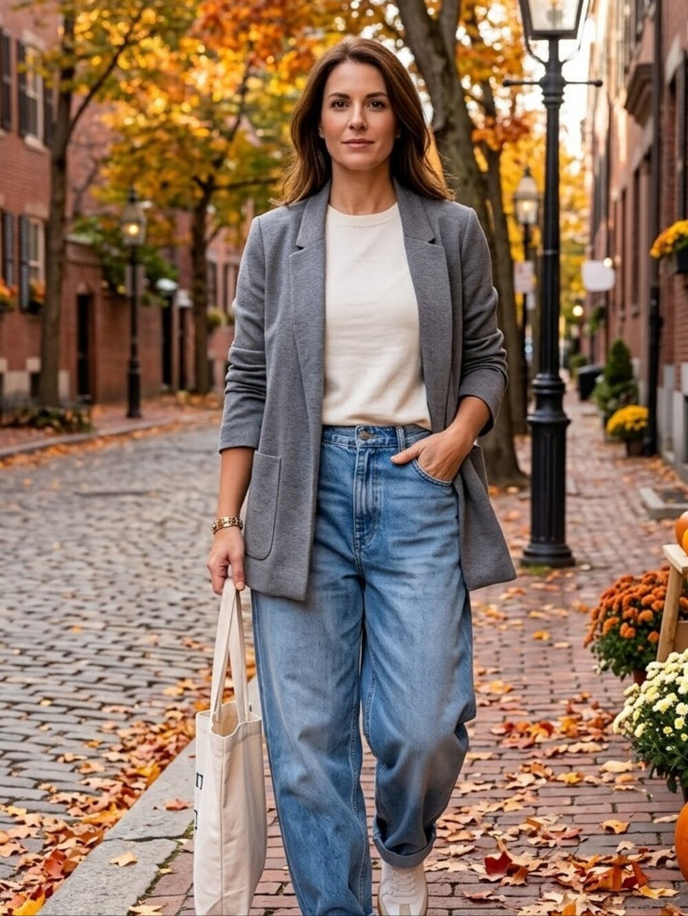 ZARA ​Veston Tendance gris Légèrement oversize à poches plaquées